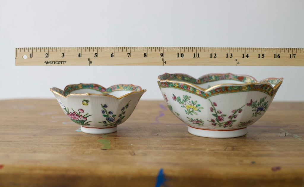 Vintage Nesting Asian Famille Rose Painted Porcelain Bowl
