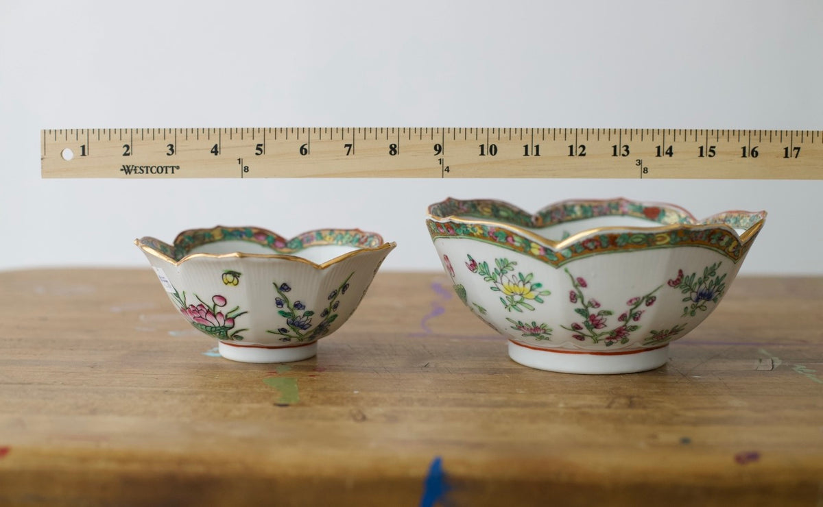 Vintage Nesting Asian Famille Rose Painted Porcelain Bowl