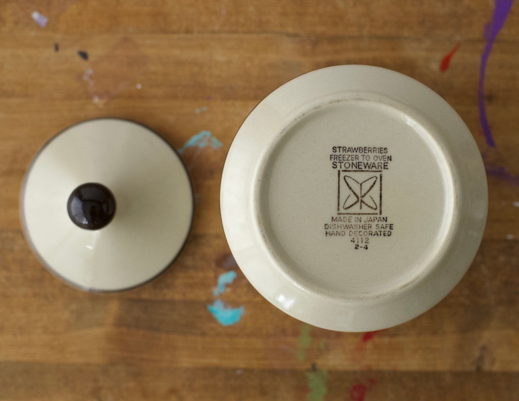 Vintage Stoneware Sugar Bowl Made in Japan
