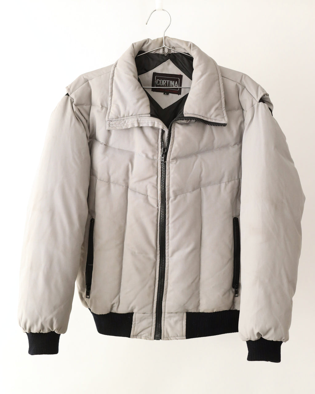 Men's Cortina Light Gray Puffer Jacket Size L