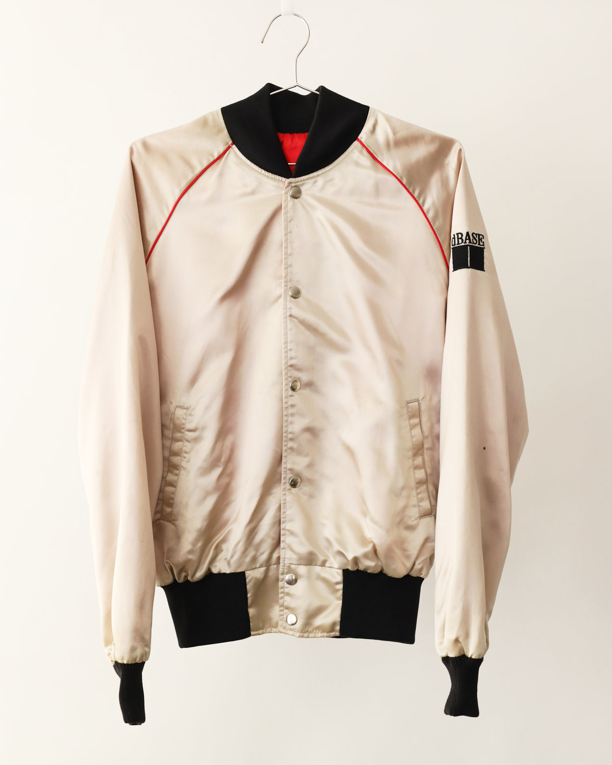 Men's Dbase Ashton-Tate Cream & Black Satin Jacket