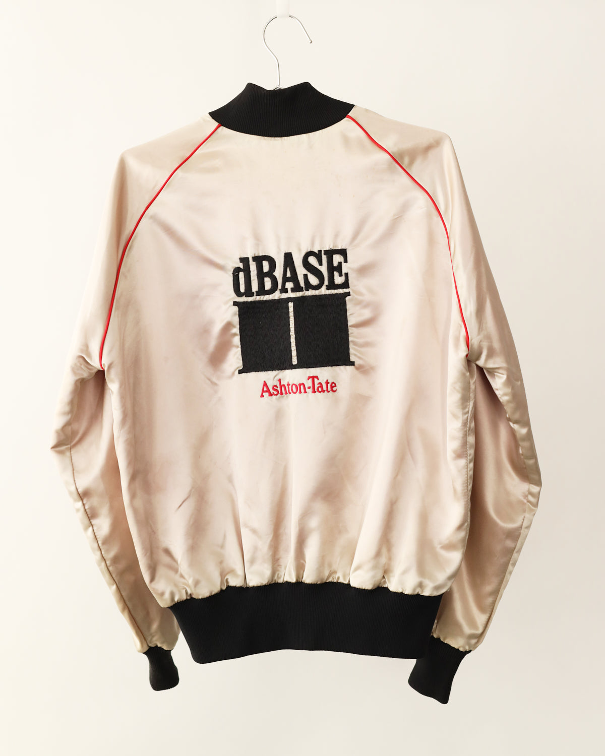 Men's Dbase Ashton-Tate Cream & Black Satin Jacket