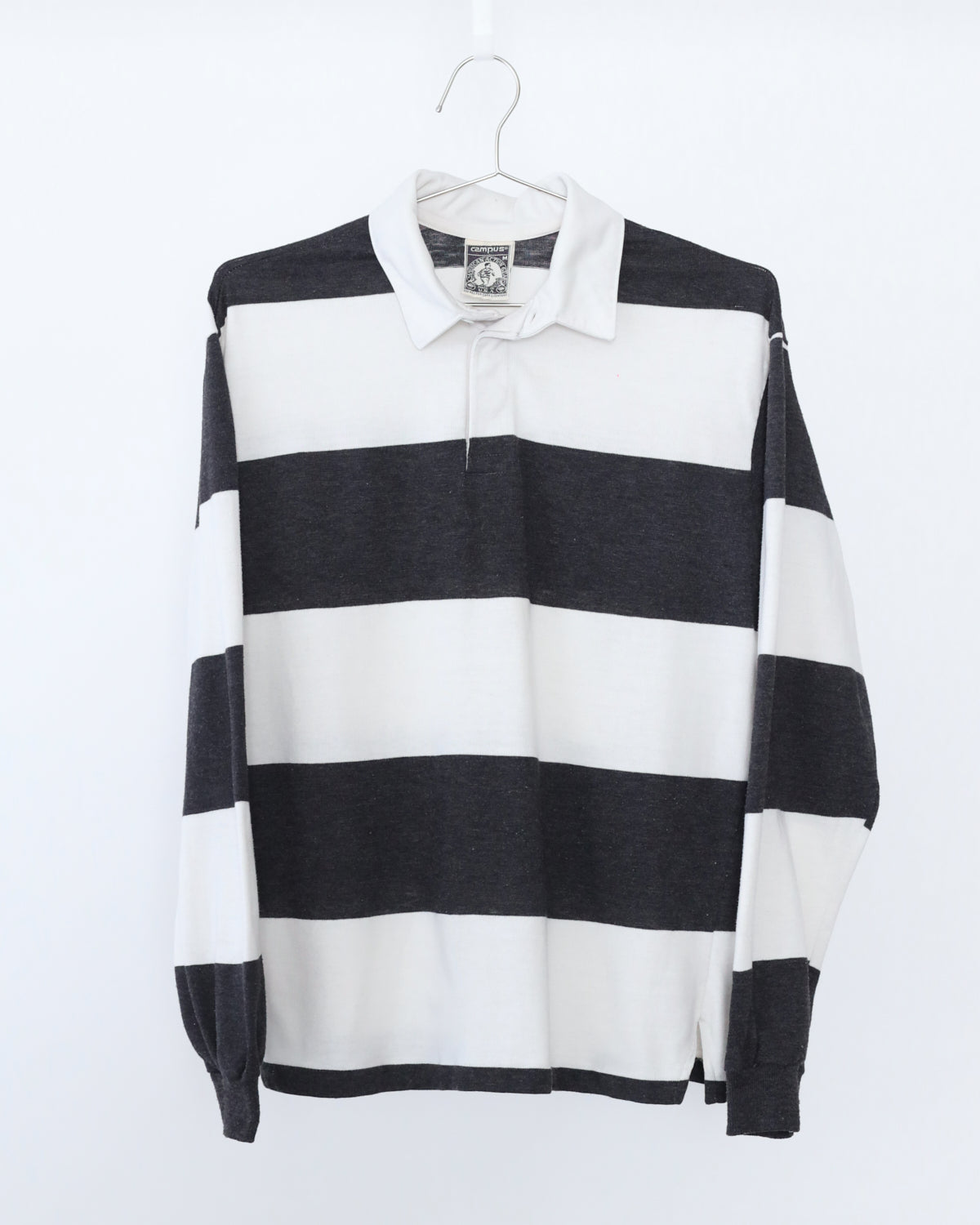 Men's Campus Rugby Long Sleeve Polo Stripe Shirt Size M