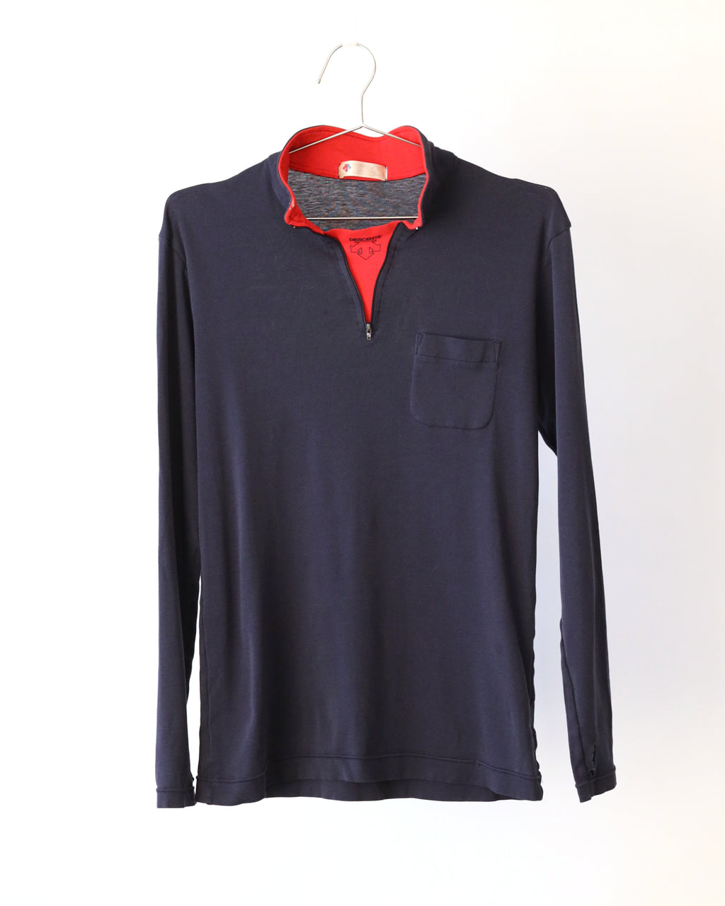 Men's Descente Long Sleeve Cycling Blue Red Jersey Size S