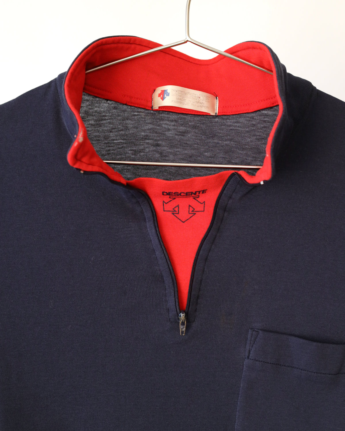 Men's Descente Long Sleeve Cycling Blue Red Jersey Size S
