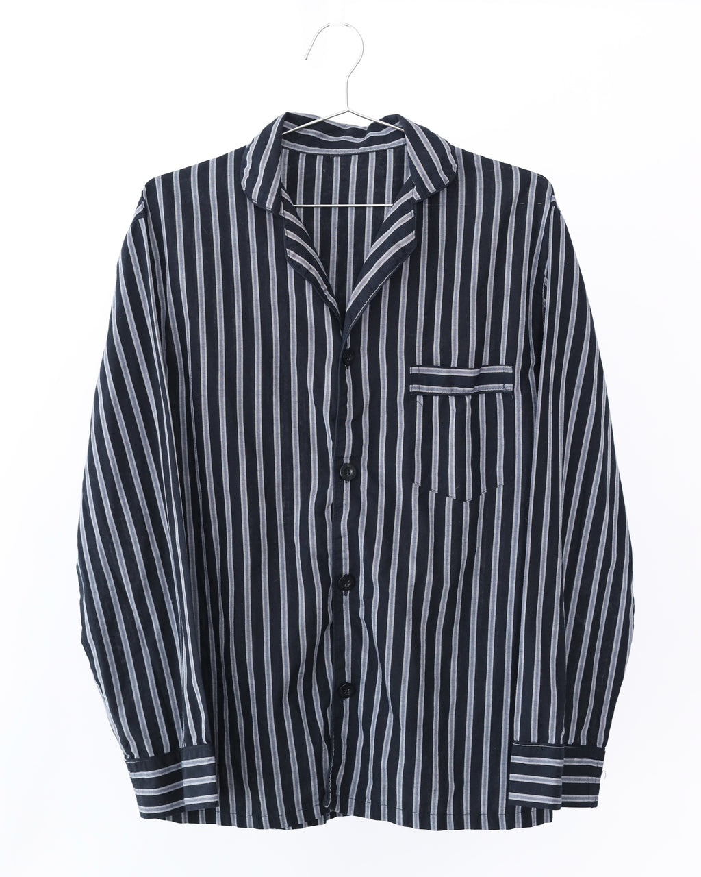 Men's Stripe Black Gray Long Sleeve Button Shirt