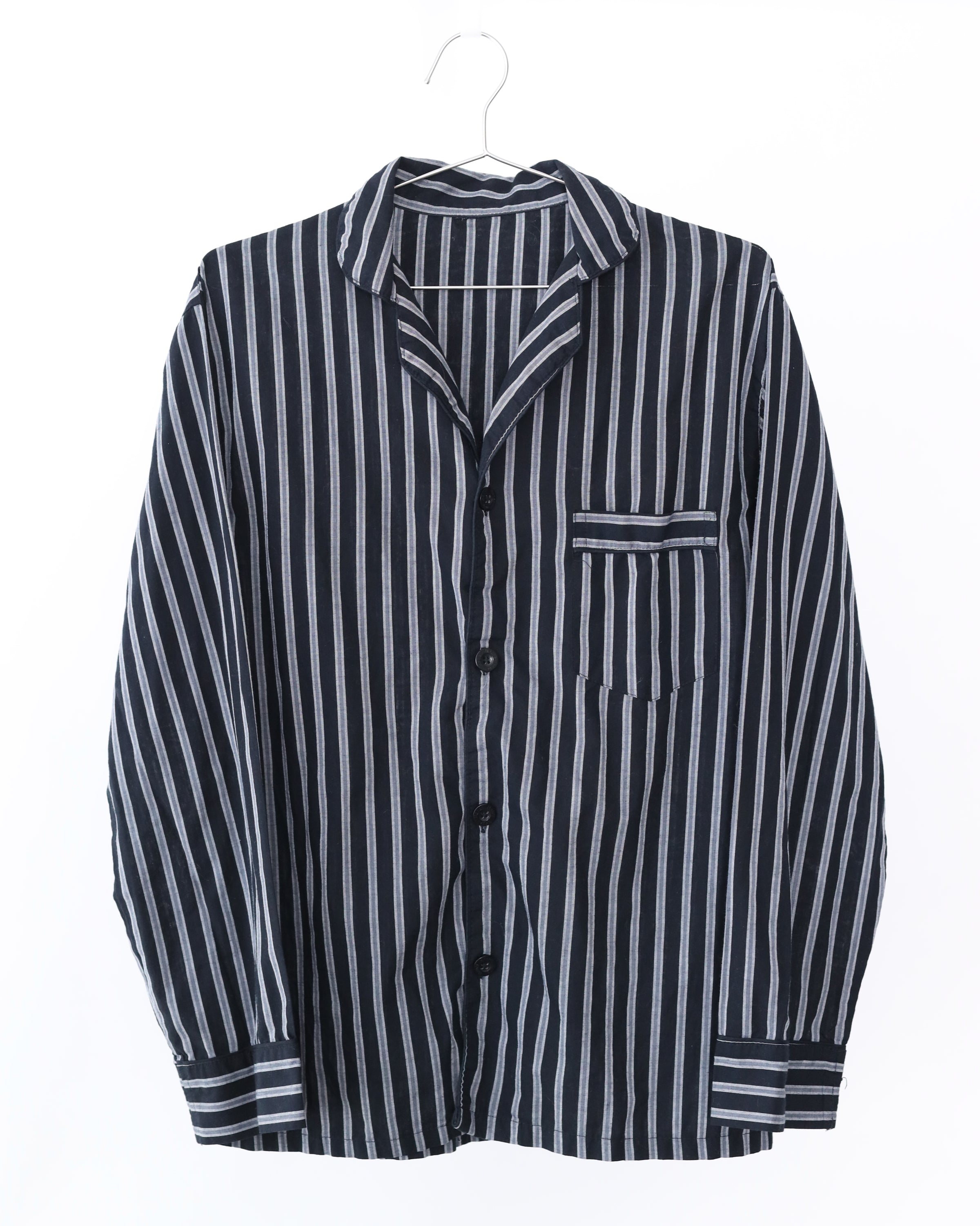 Men's Stripe Black Gray Long Sleeve Button Shirt