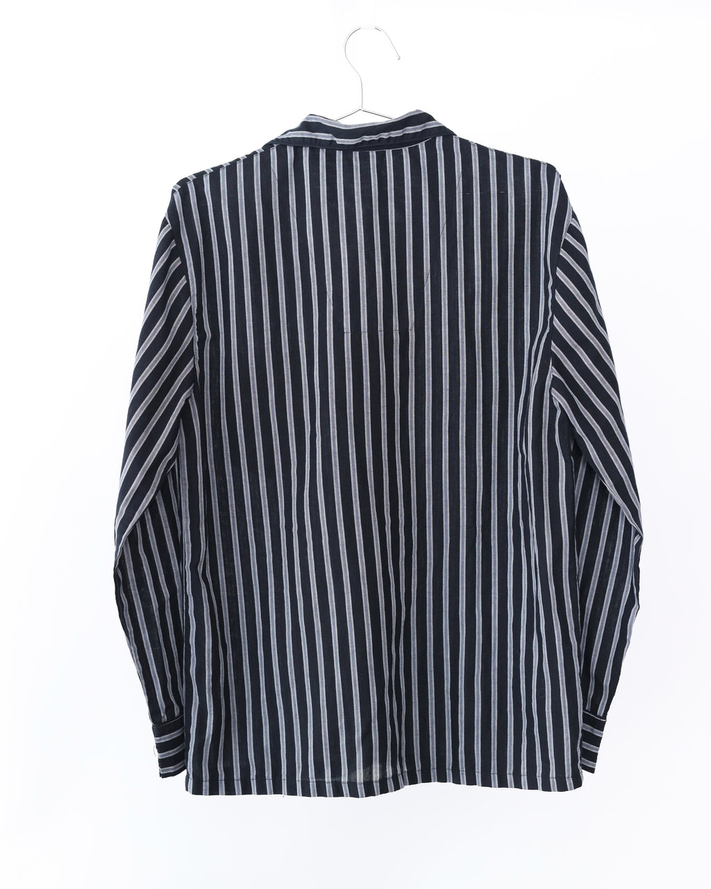 Men's Stripe Black Gray Long Sleeve Button Shirt