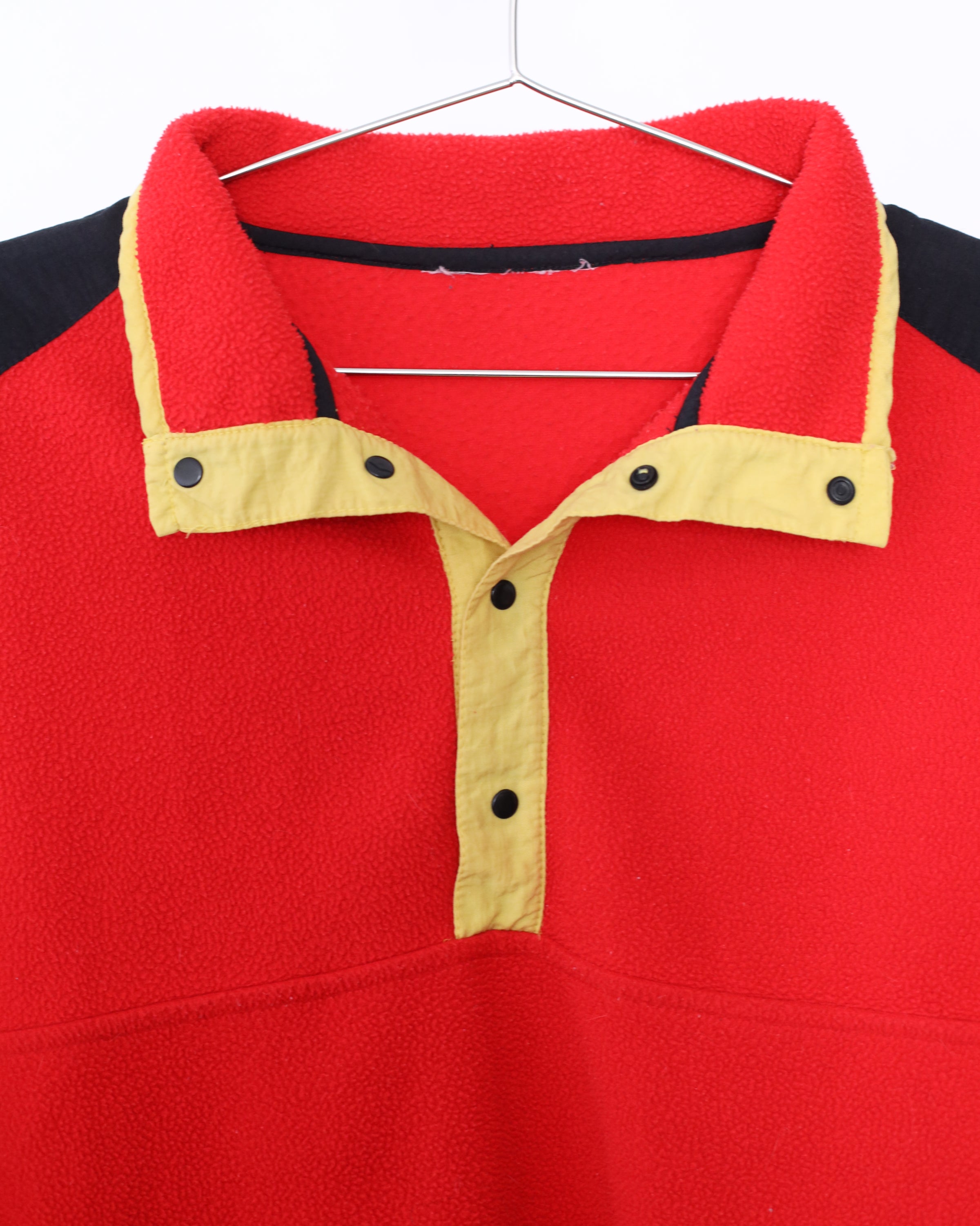 Men's Pullover Red Black Button Top Sweater Size L