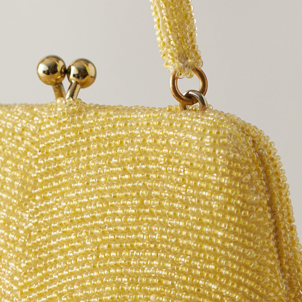 Vintage Joseph Magnin Yellow Beaded Coin Purse