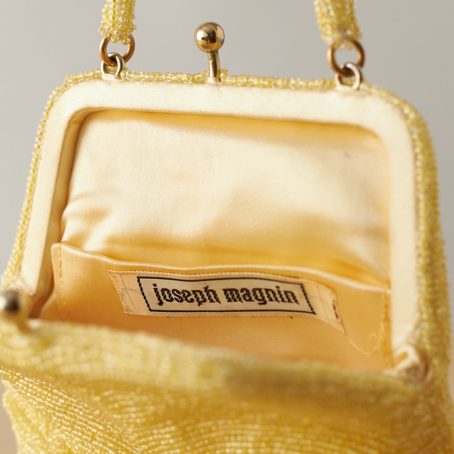 Vintage Joseph Magnin Yellow Beaded Coin Purse