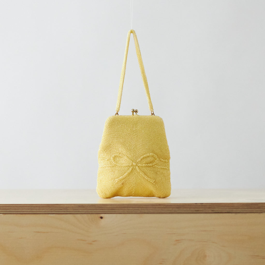Vintage Joseph Magnin Yellow Beaded Coin Purse