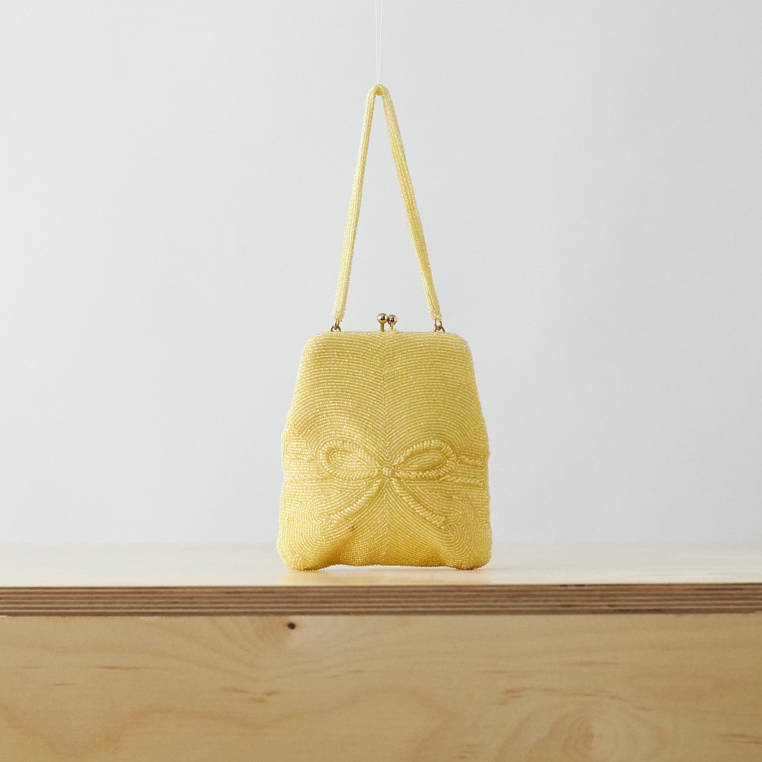 Vintage Joseph Magnin Yellow Beaded Coin Purse