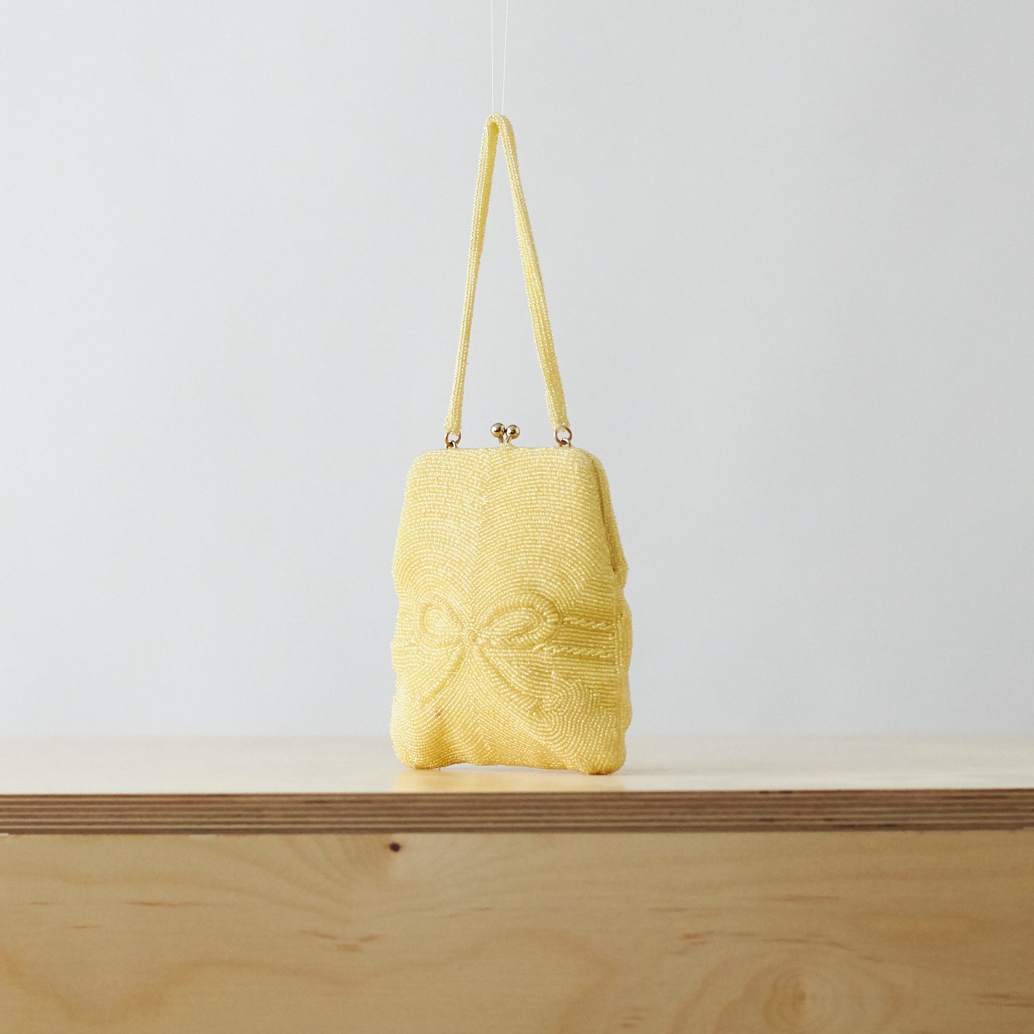 Vintage Joseph Magnin Yellow Beaded Coin Purse
