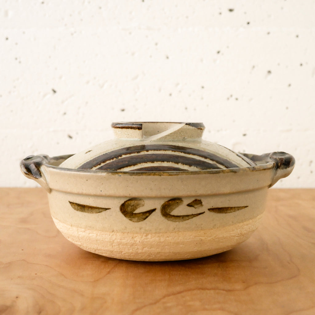 Vintage Handmade Japanese 9" Claypot Serving Pot