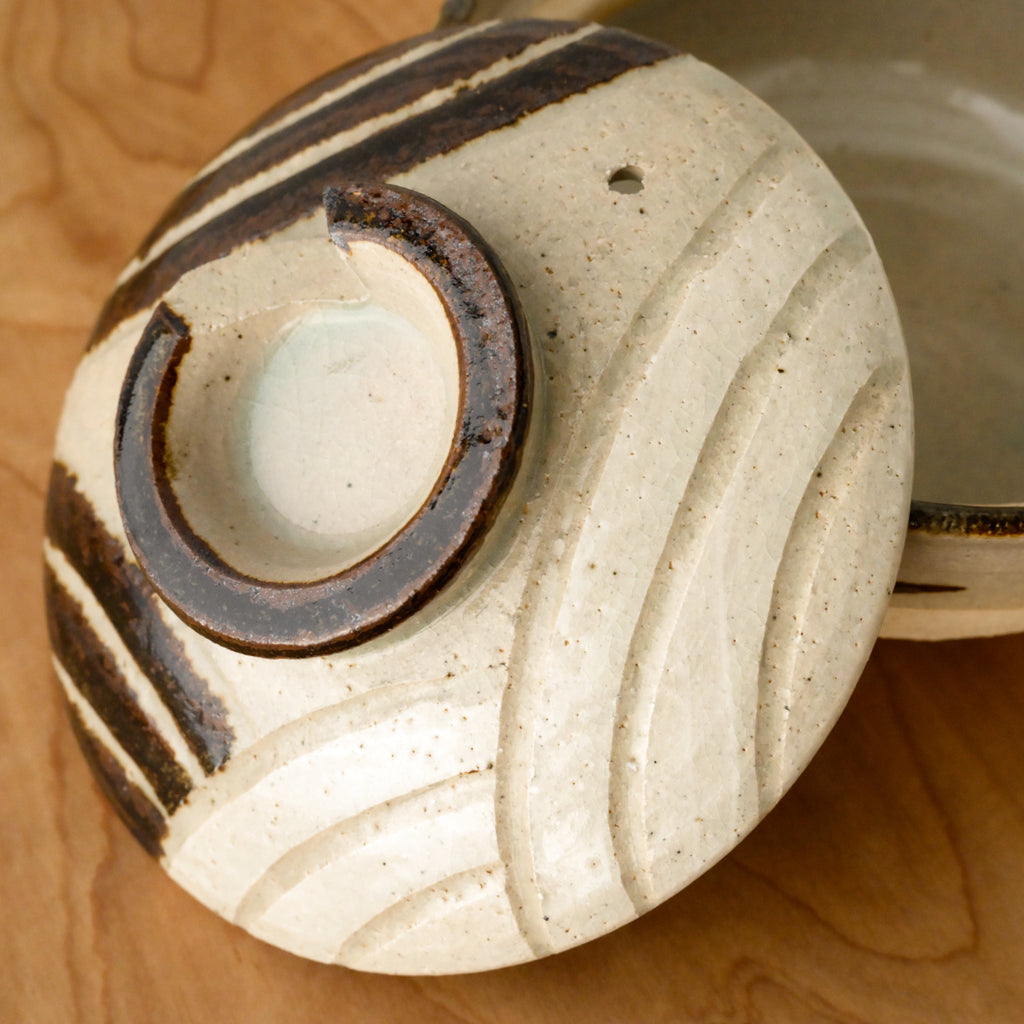 Vintage Handmade Japanese 9" Claypot Serving Pot