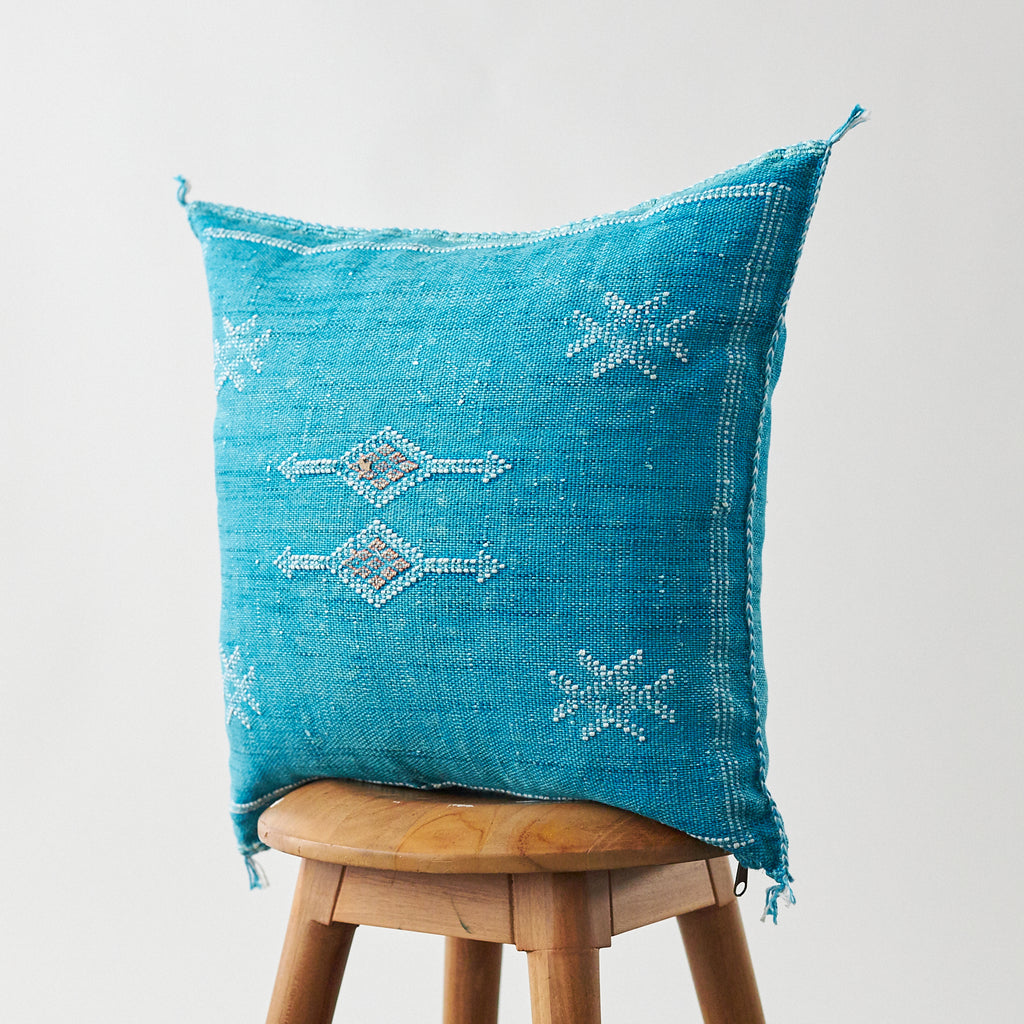 Moroccan Cactus Silk Aqua Blue