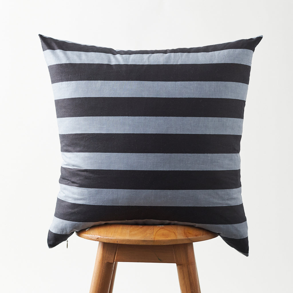 Cotton Horizontal Stripe Pillow Cover Blue & Navy 20"x20"