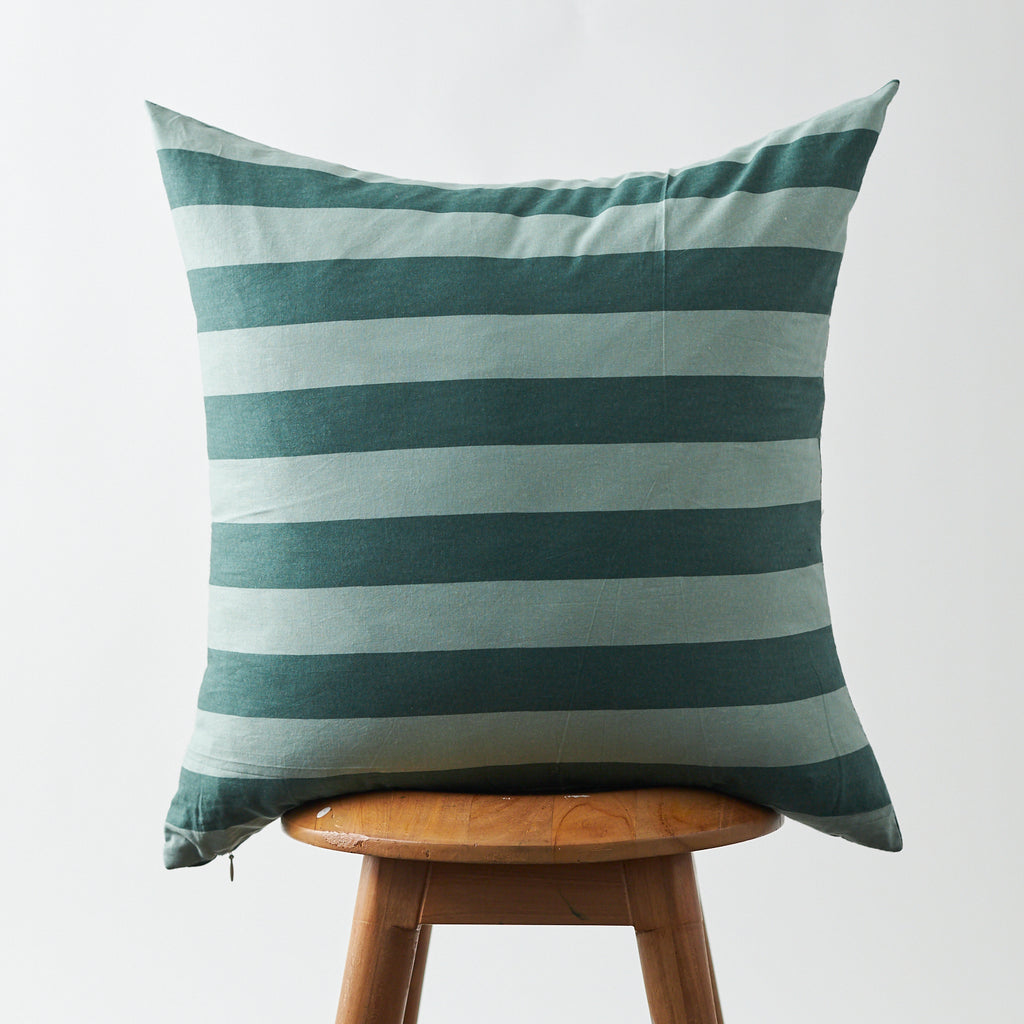 Cotton Horizontal Stripe Pillow Cover Mint & Green 20"x20"