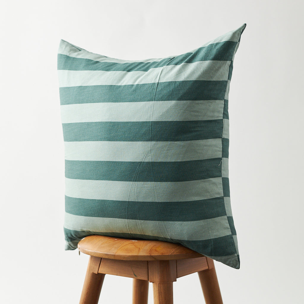 Cotton Horizontal Stripe Pillow Cover Mint & Green 20"x20"