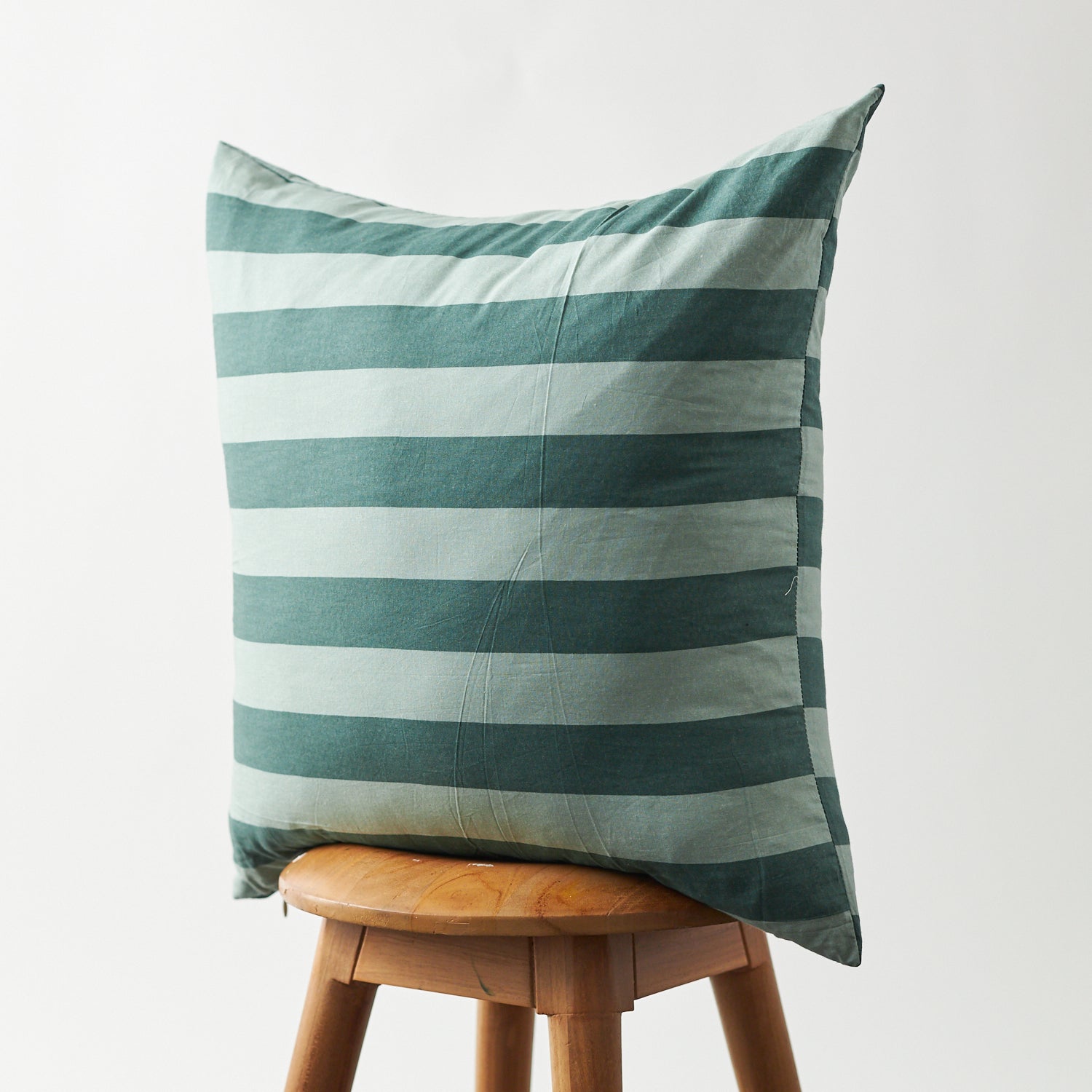 Cotton Horizontal Stripe Pillow Cover Mint & Green 20"x20"