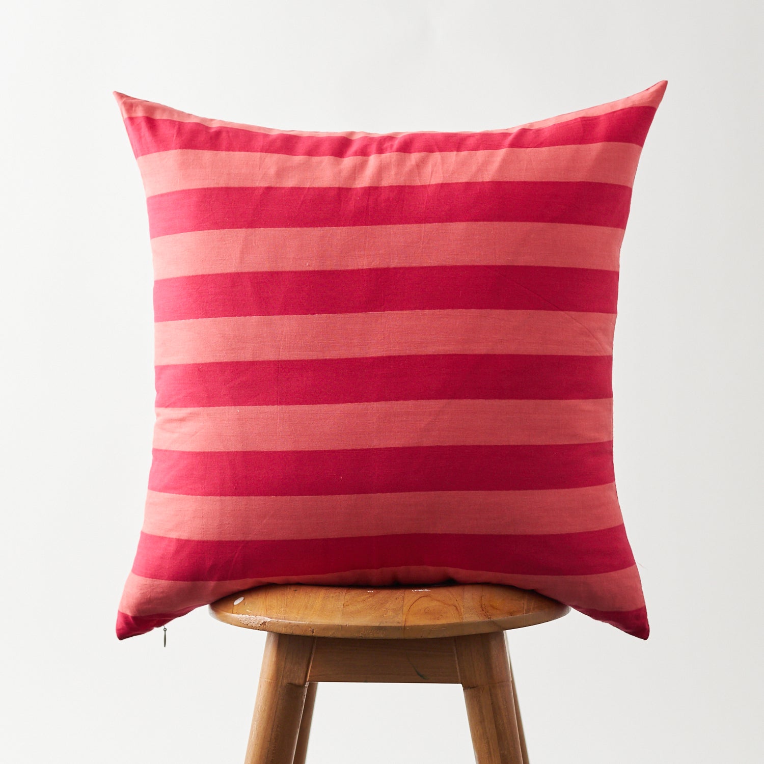 Cotton Horizontal Stripe Pillow Cover Pink & Magenta 20"x20"
