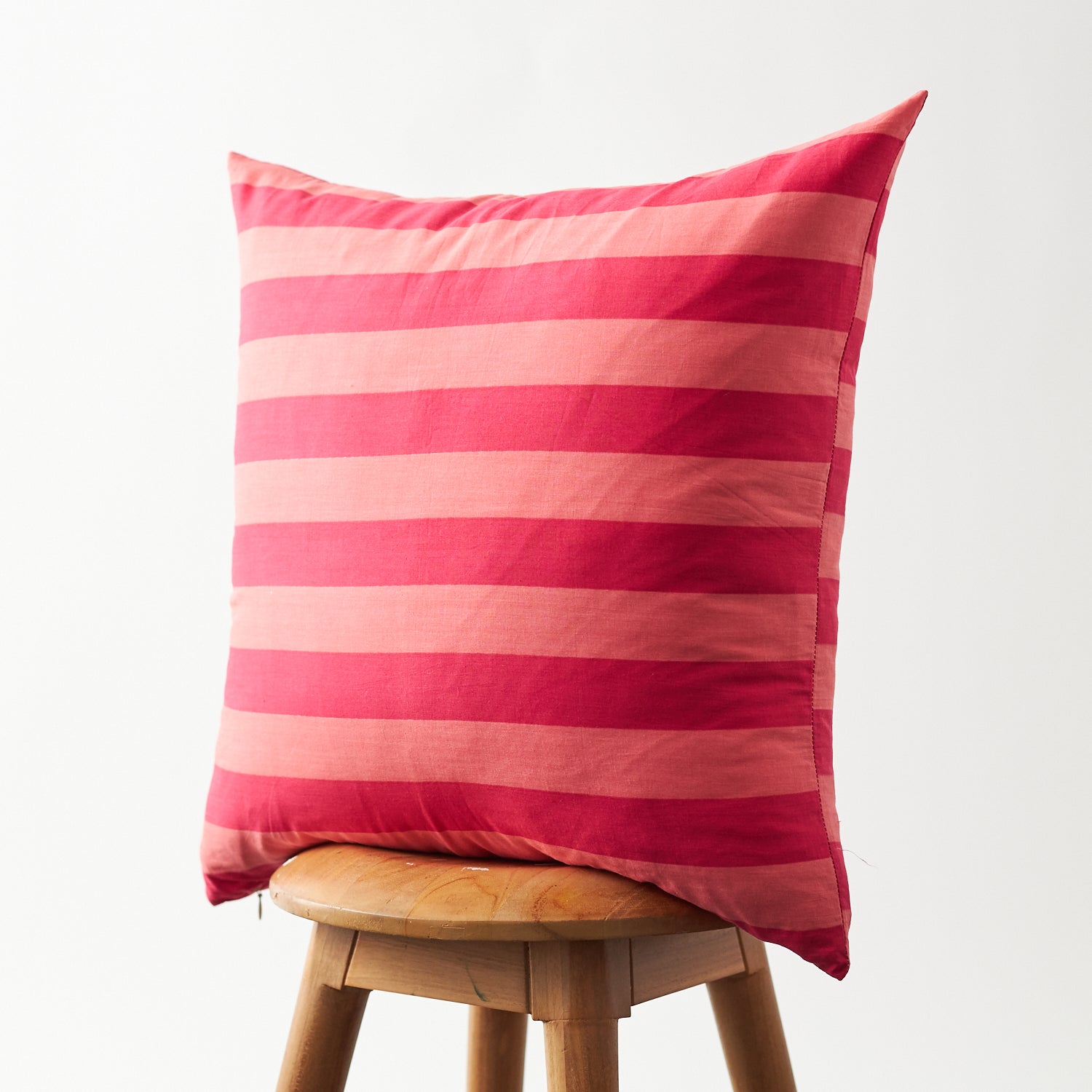 Cotton Horizontal Stripe Pillow Cover Pink & Magenta 20"x20"