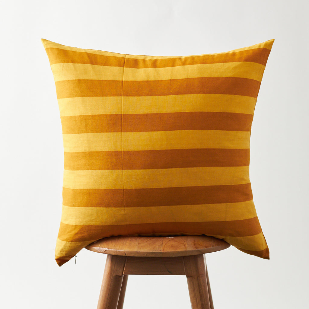 Cotton Horizontal Stripe Pillow Cover Yellow & Marigold 20"x20"