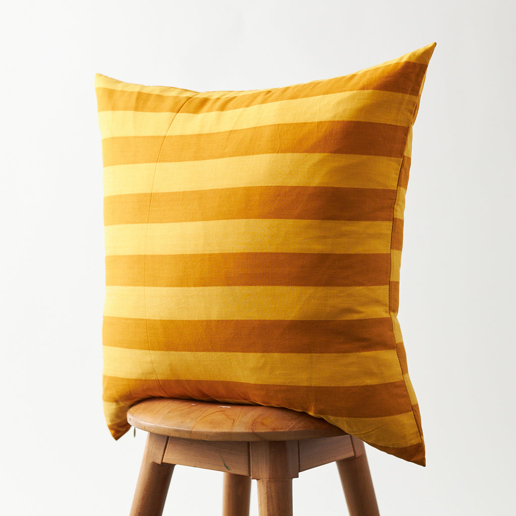 Cotton Horizontal Stripe Pillow Cover Yellow & Marigold 20"x20"
