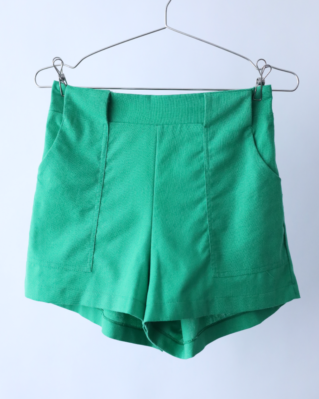 Women's Green Vintage Elastic Shorts