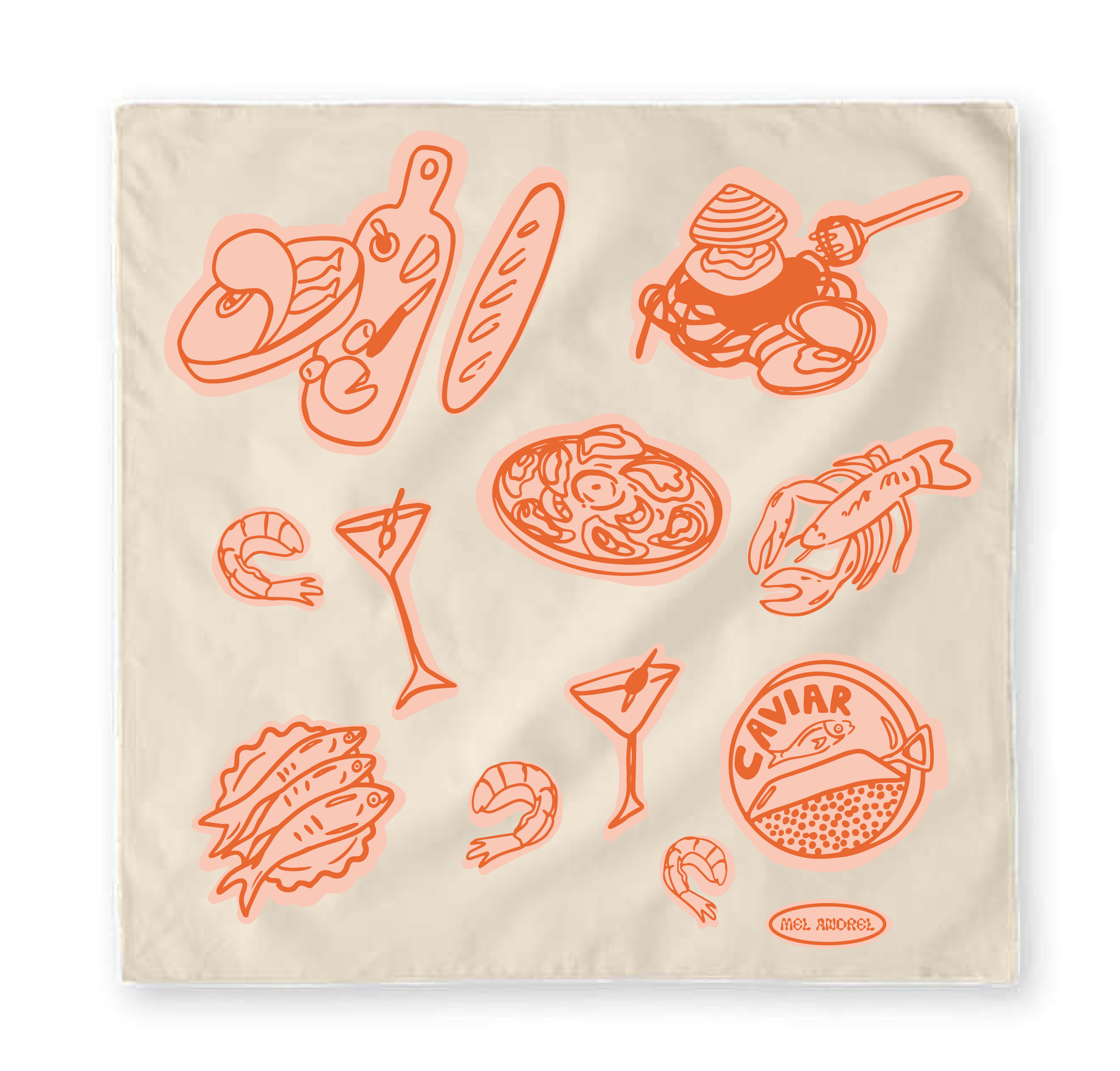 Mel Andrel Tea Towel Seven Fishes | Gumdrop
