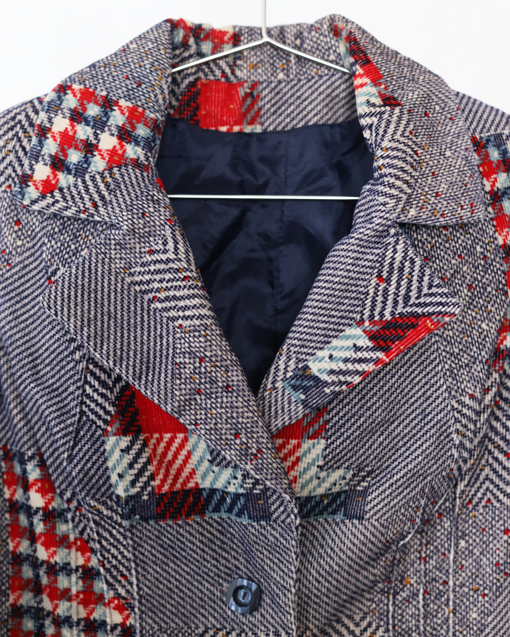 Women's Patchwork Multi Blue White Red Blazer Size XS