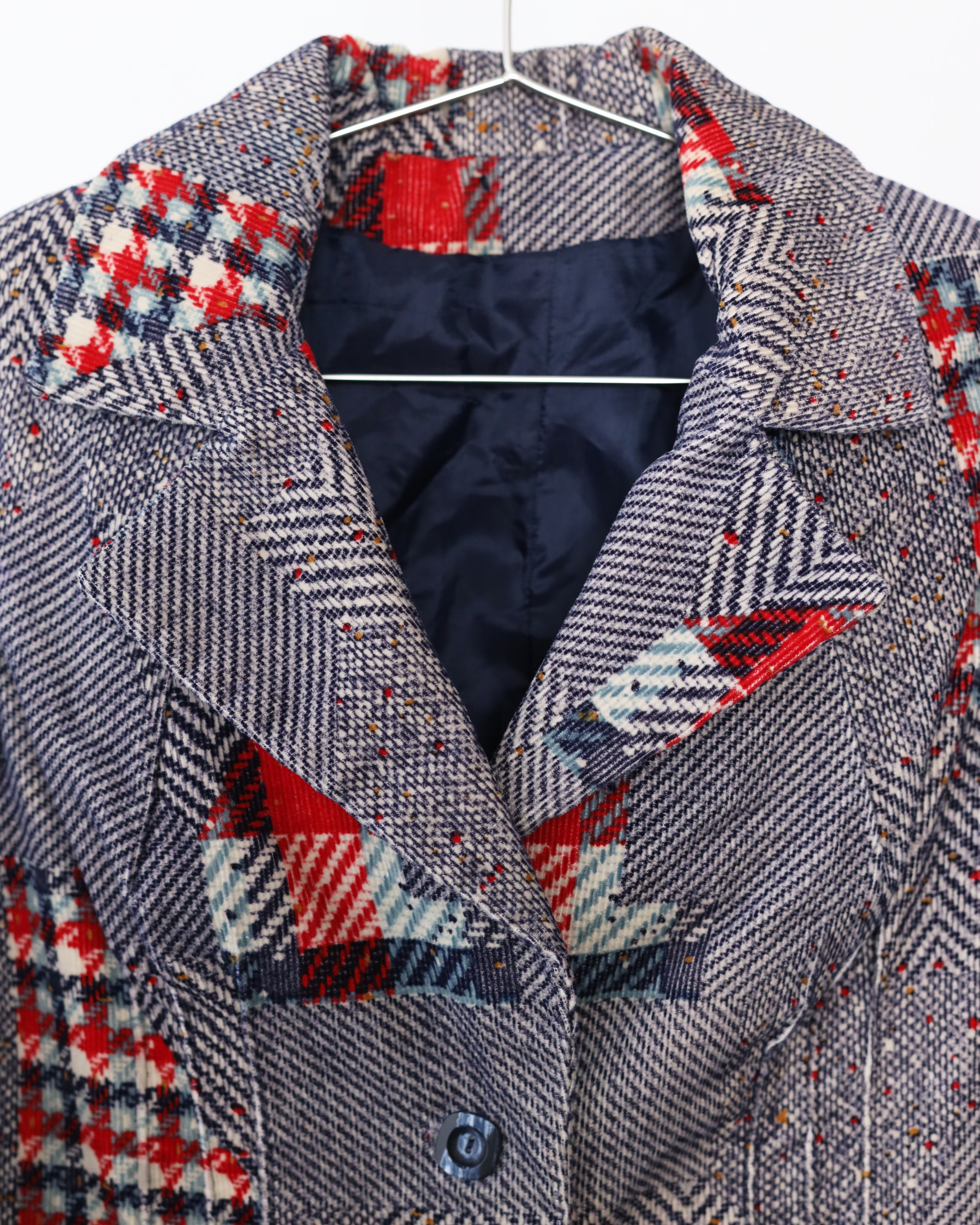 Women's Patchwork Multi Blue White Red Blazer Size XS