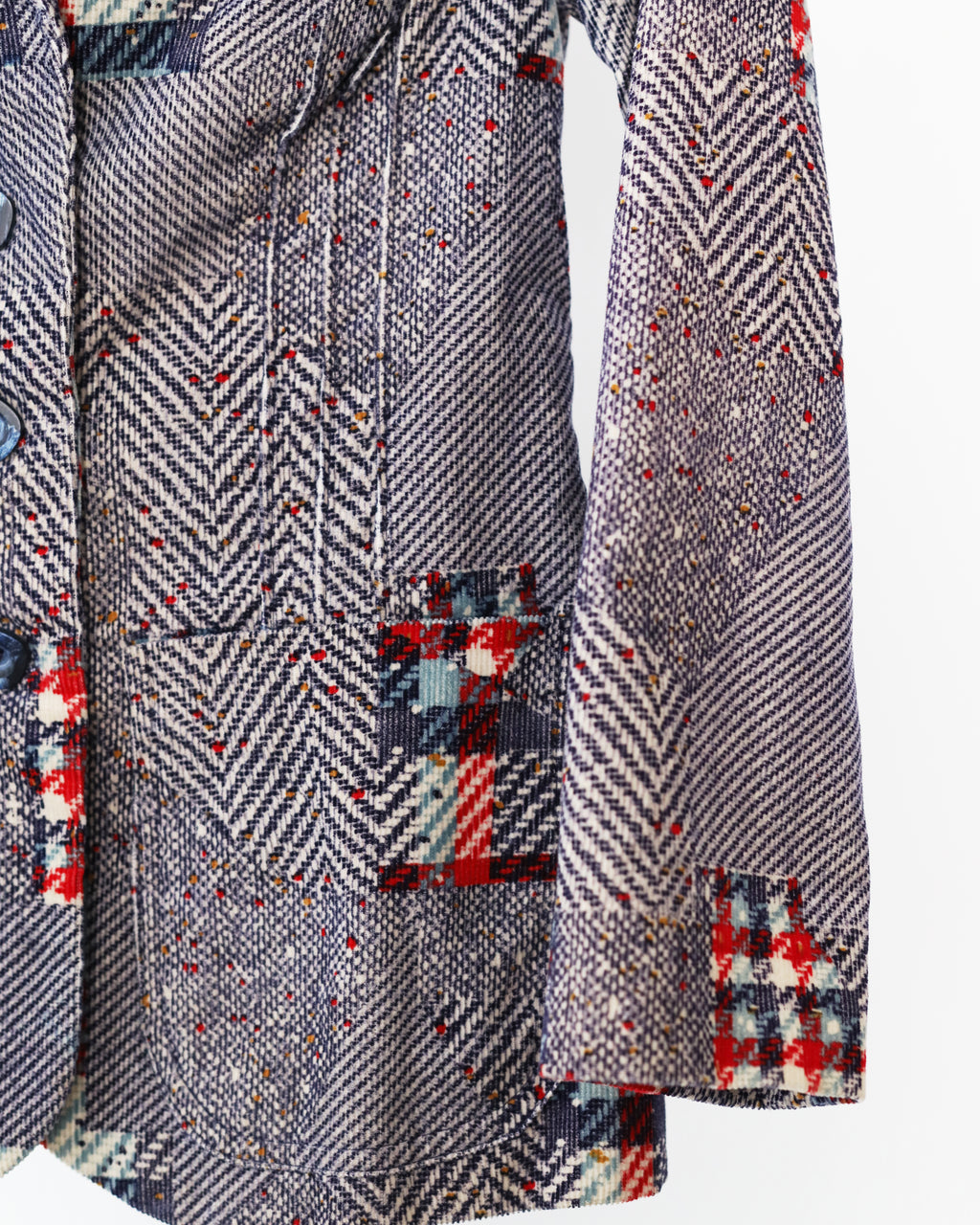 Women's Patchwork Multi Blue White Red Blazer Size XS