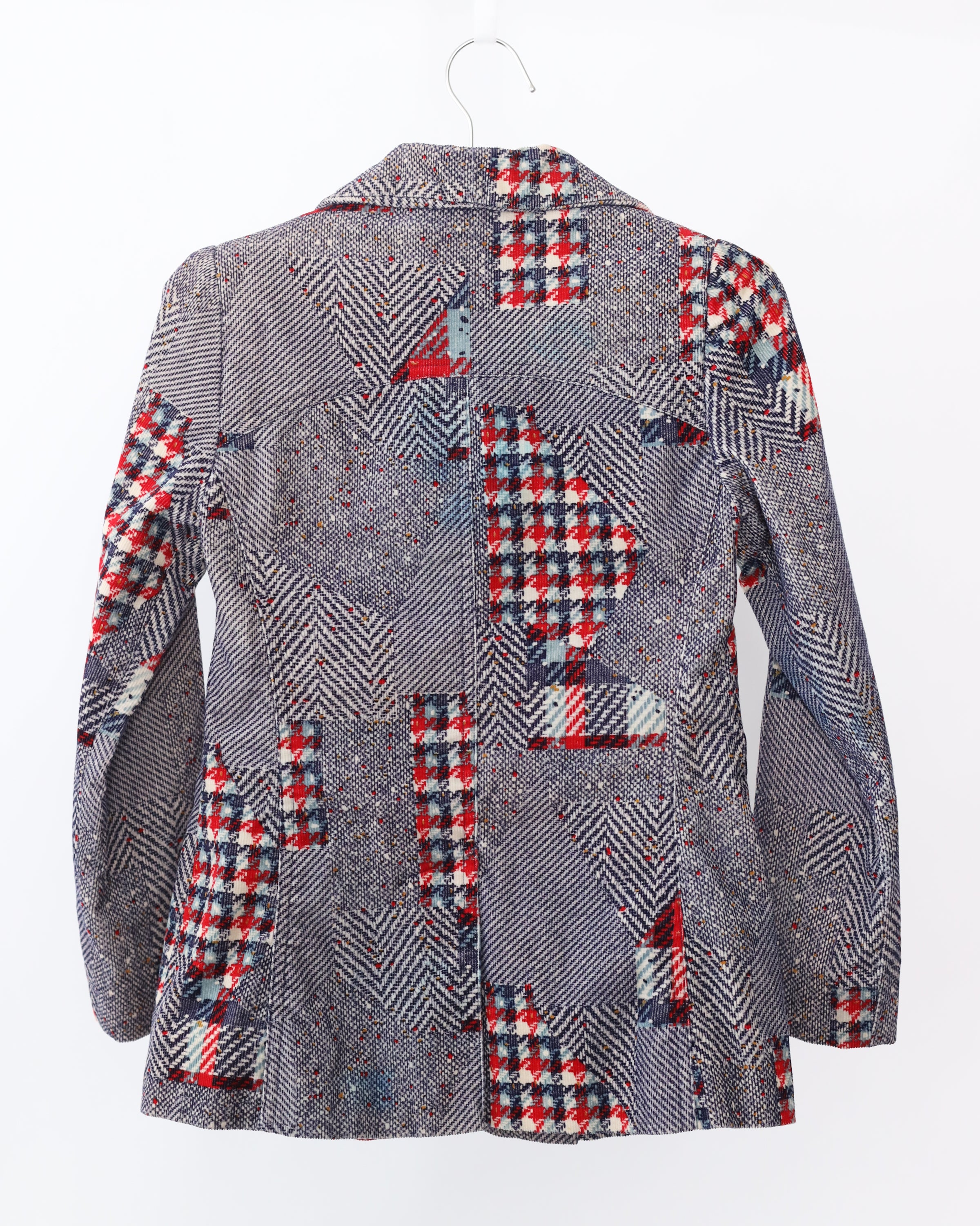 Women's Patchwork Multi Blue White Red Blazer Size XS