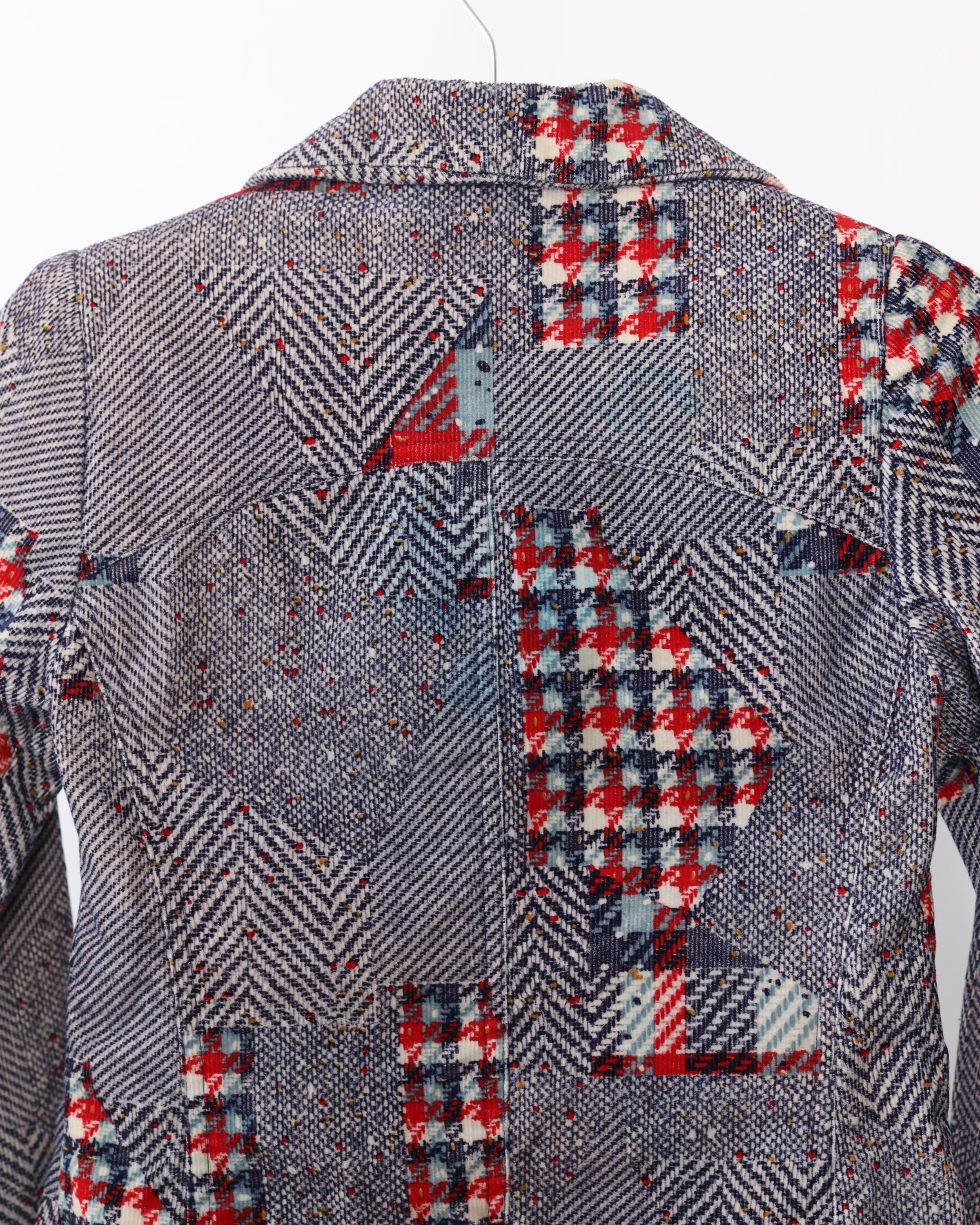 Women's Patchwork Multi Blue White Red Blazer Size XS