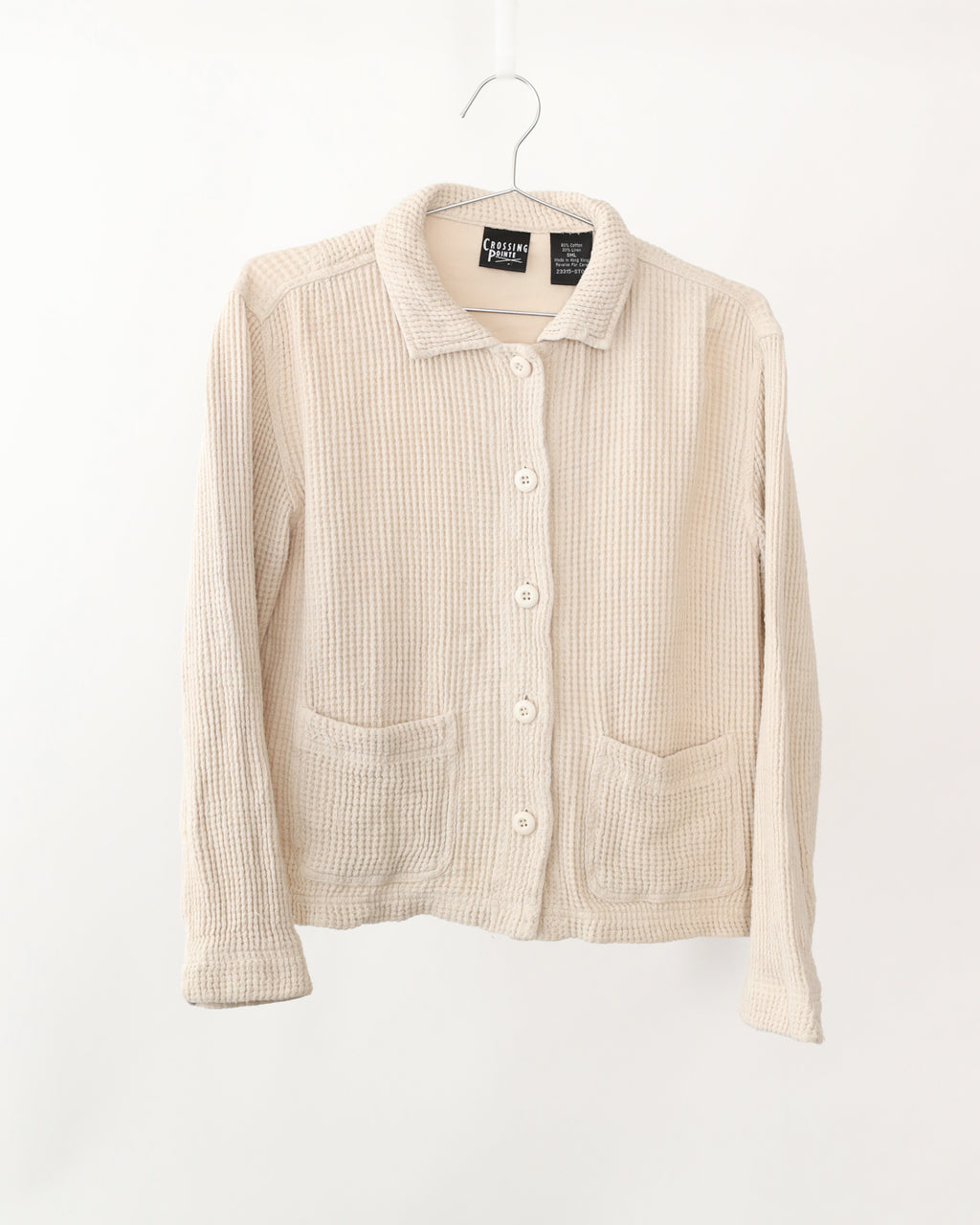 Women's Crossing Pointe Waffle Knit Cream Light Weight Jacket Size S