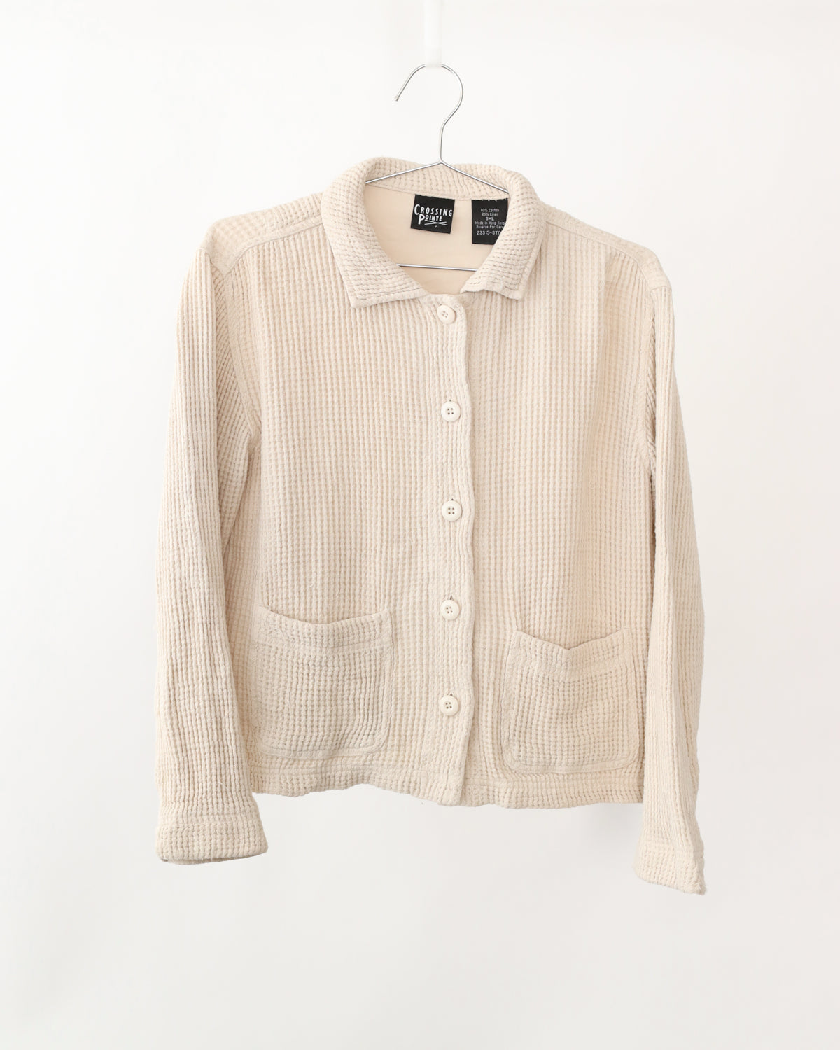 Women's Crossing Pointe Waffle Knit Cream Light Weight Jacket Size S