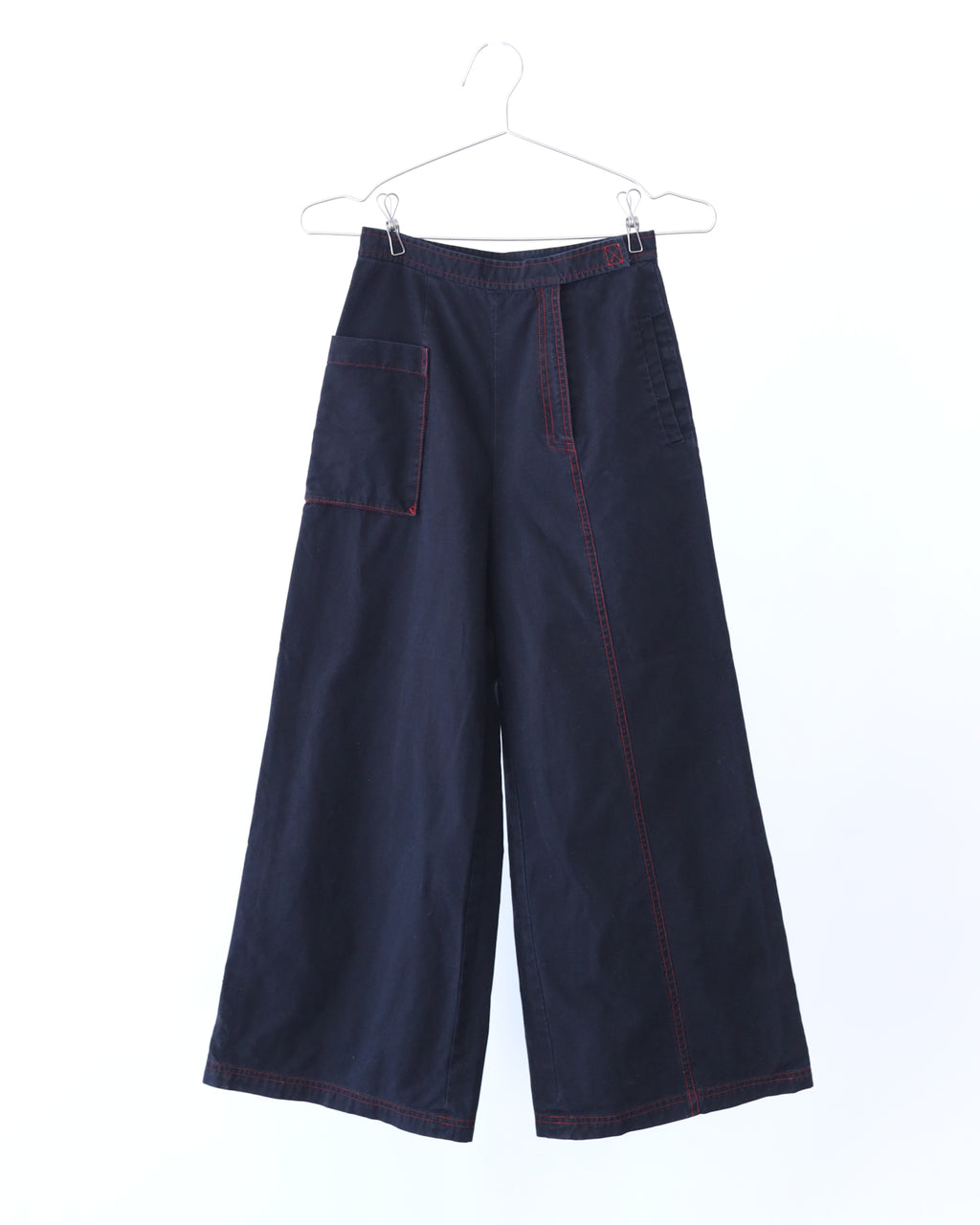 Women's Elia Vhon Navy Blue Red Stich Wide Leg Pants