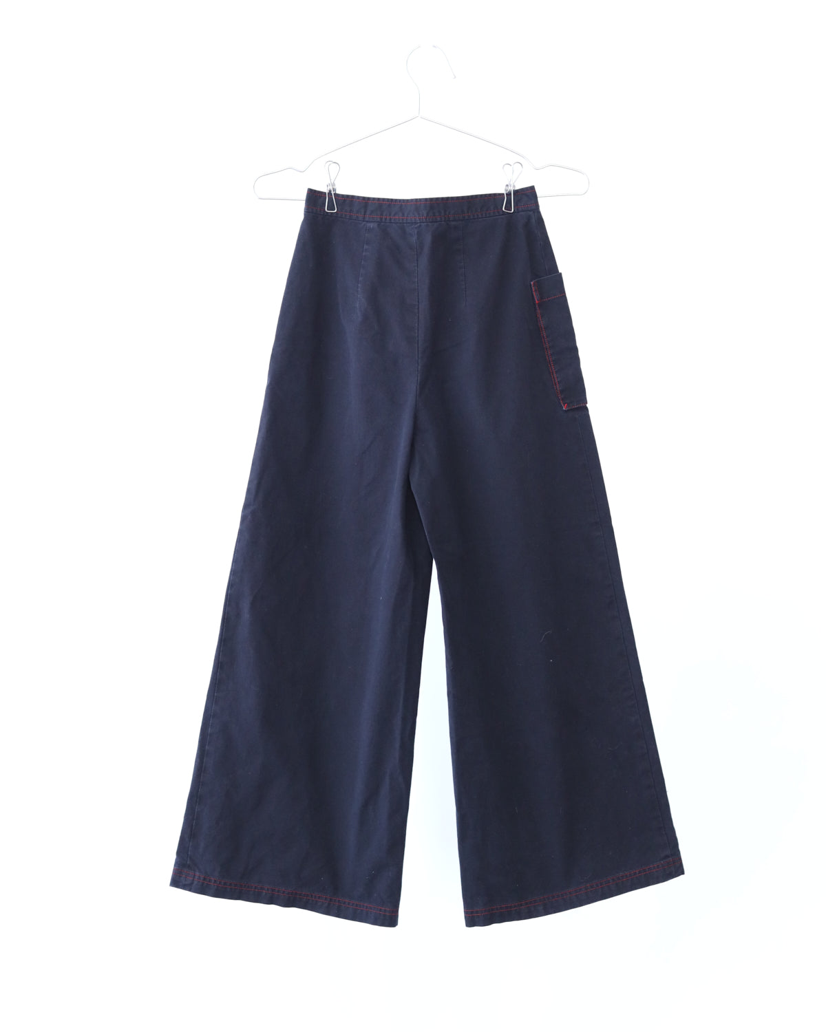 Women's Elia Vhon Navy Blue Red Stich Wide Leg Pants