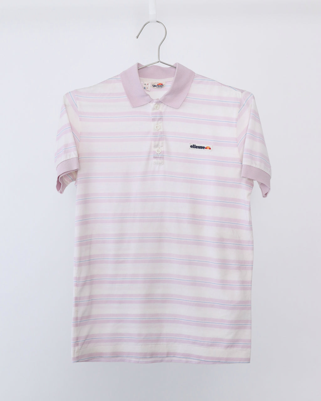 Women's Ellesse Stripe Pink Polo Short Sleeve Shirt Size S