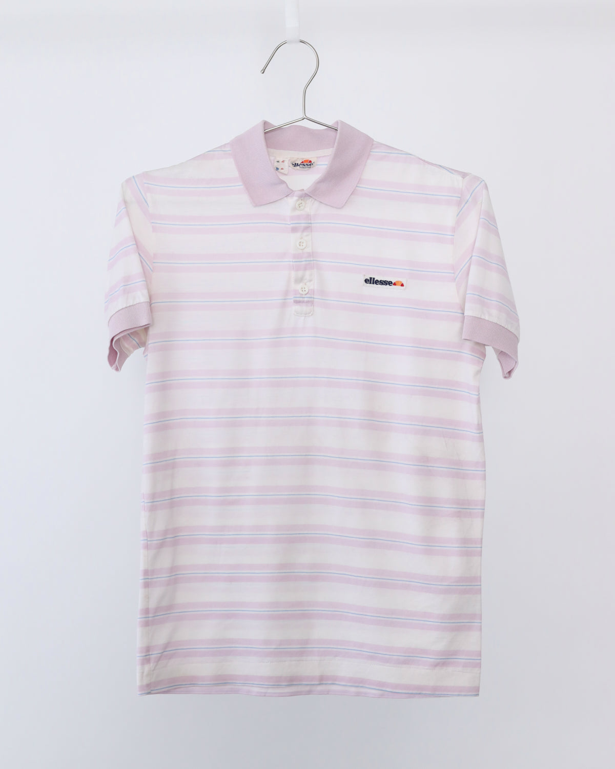 Women's Ellesse Stripe Pink Polo Short Sleeve Shirt Size S