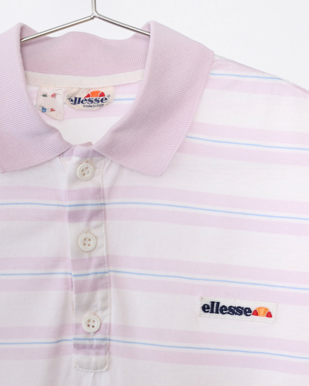 Women's Ellesse Stripe Pink Polo Short Sleeve Shirt Size S