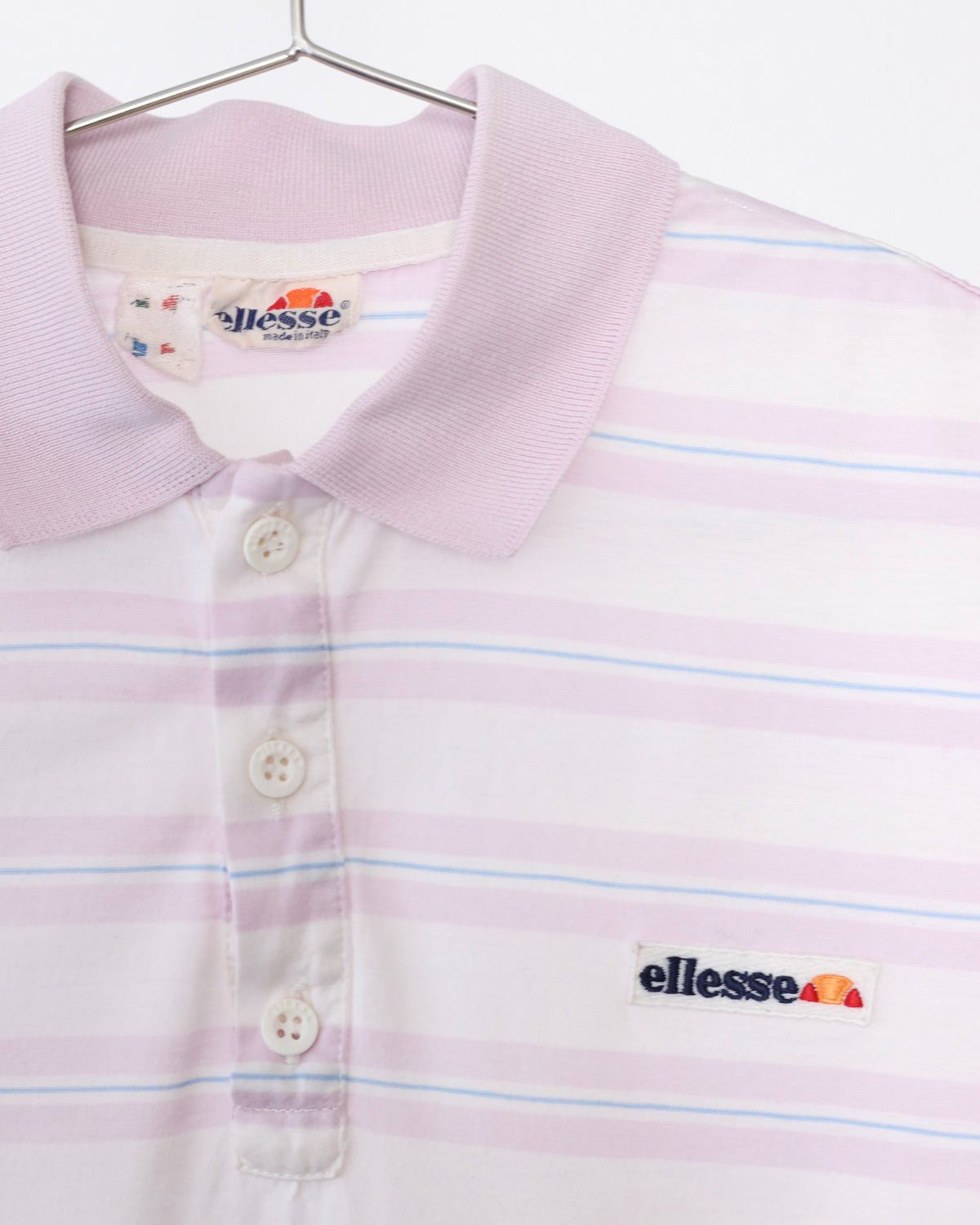 Women's Ellesse Stripe Pink Polo Short Sleeve Shirt Size S