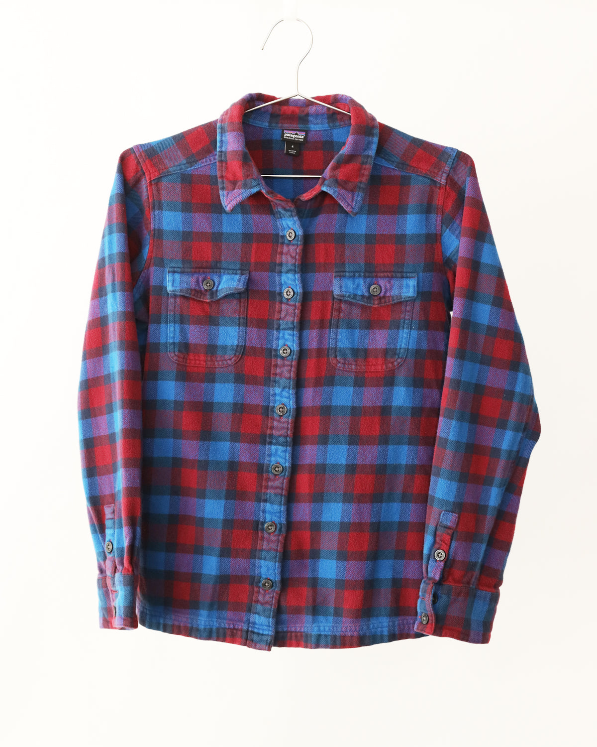 Women's Patagonia Blue White Red Plaid Shirt Size 4