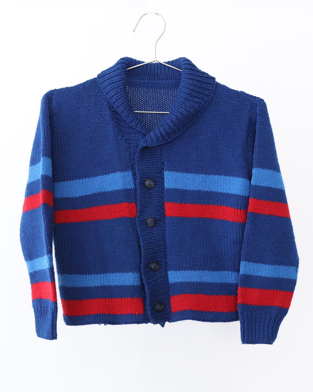 Women's Blue & Red Stripe Knit Cardigan Size XS