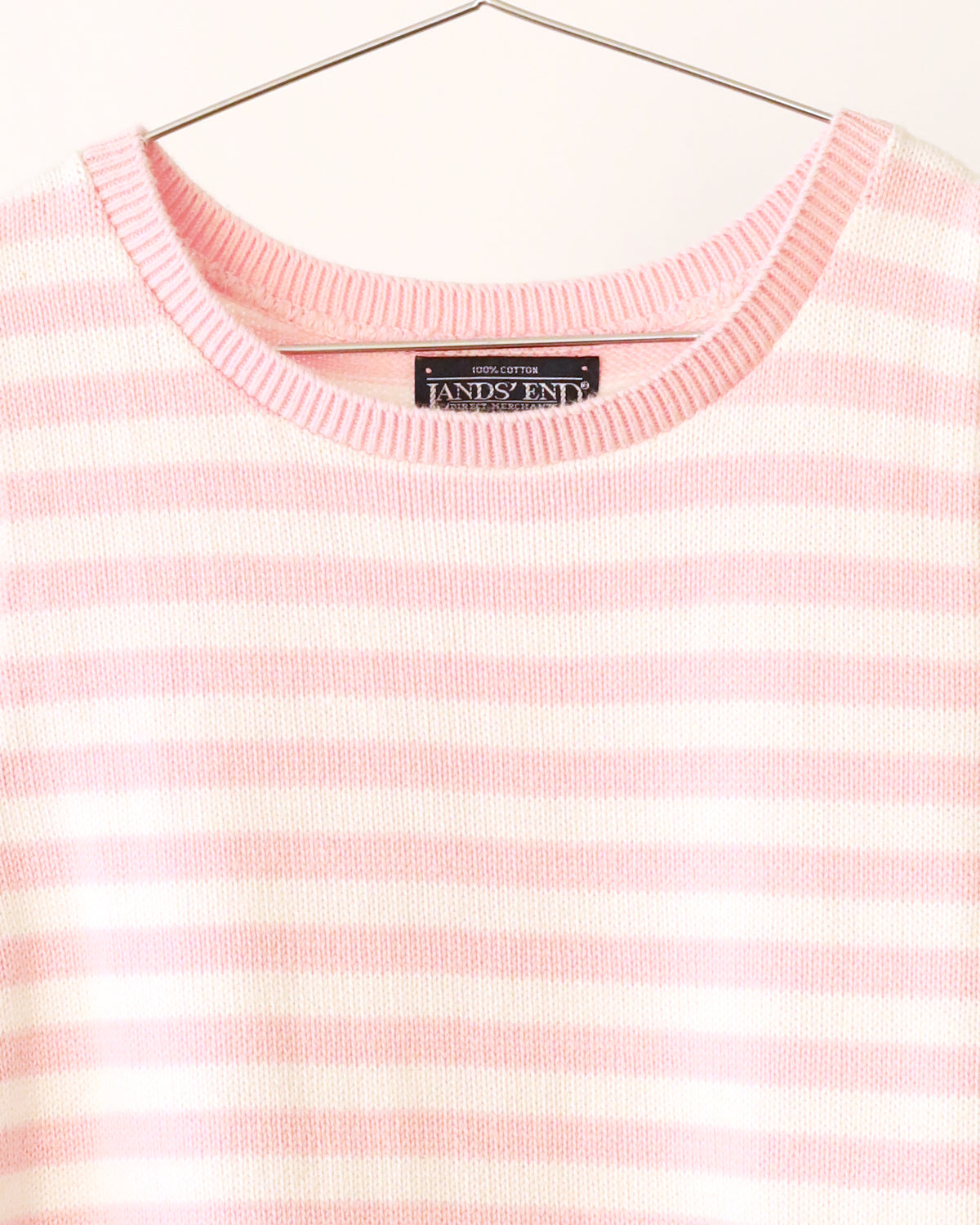 Women's Lands End Pink White Strip Knit Tank Size M