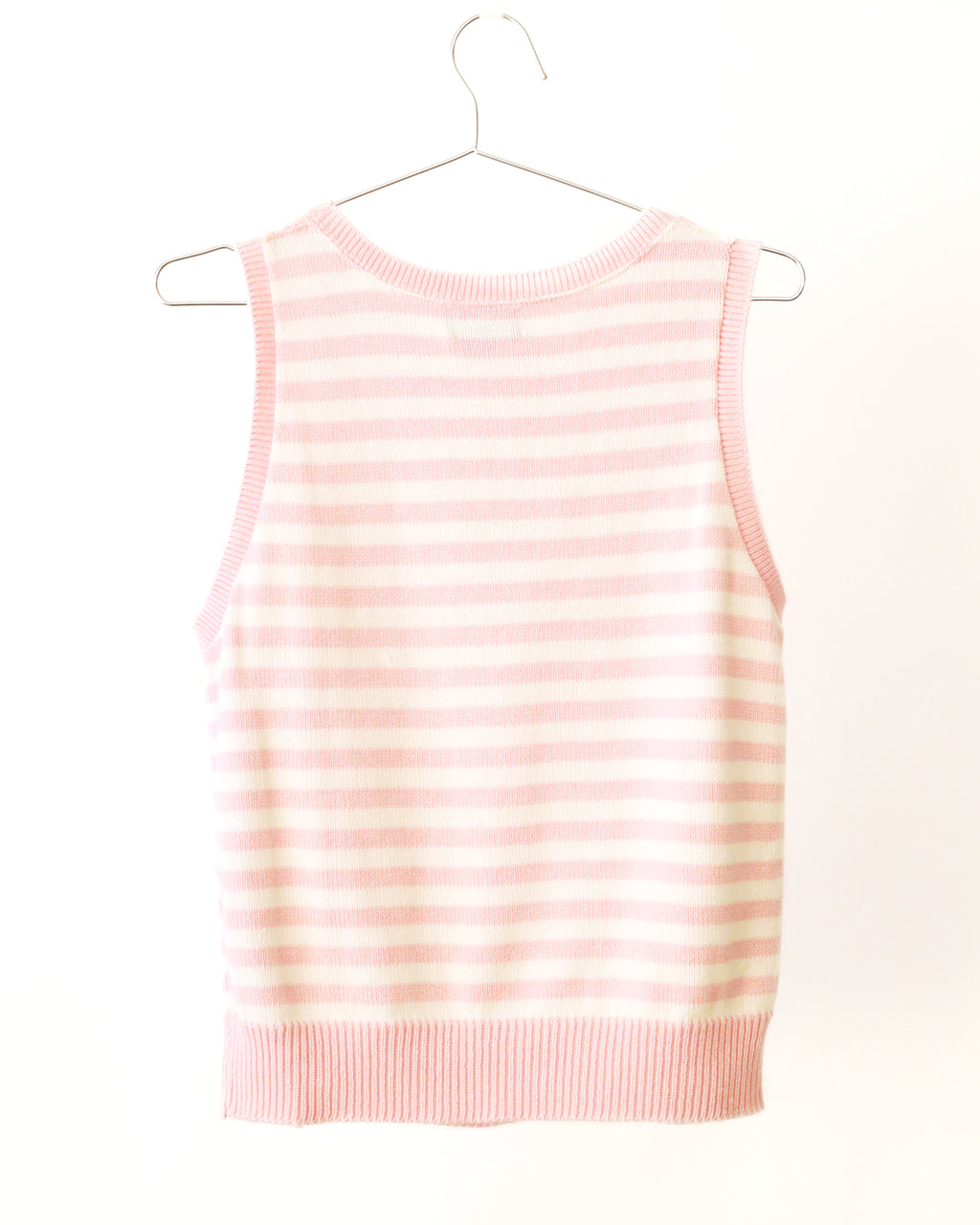 Women's Lands End Pink White Strip Knit Tank Size M