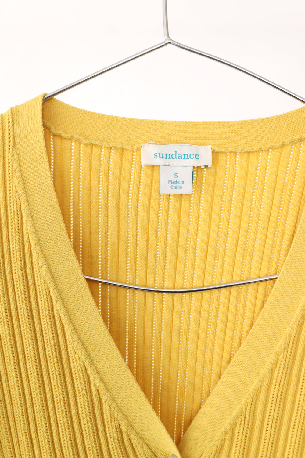 Women's Sundance Ribbed Long Sleeve V-Neck Button Top Size S