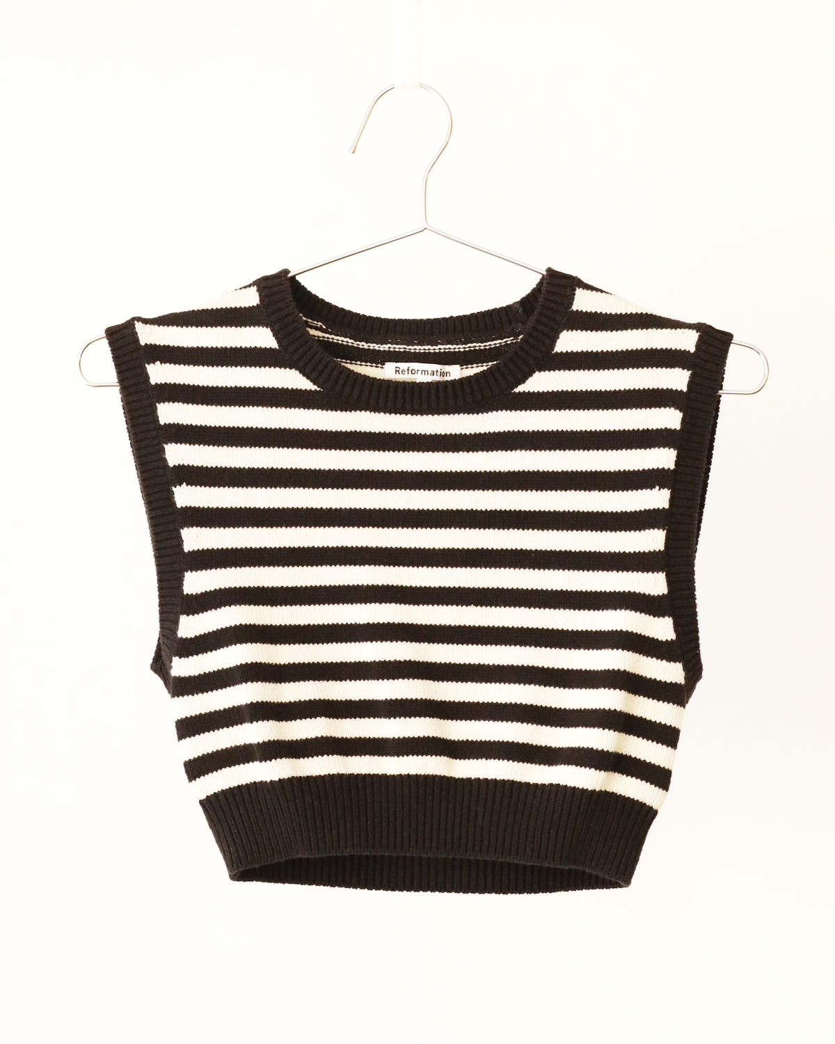 Women's Reformation Black White Stripe Knit Cropped Tank Size S